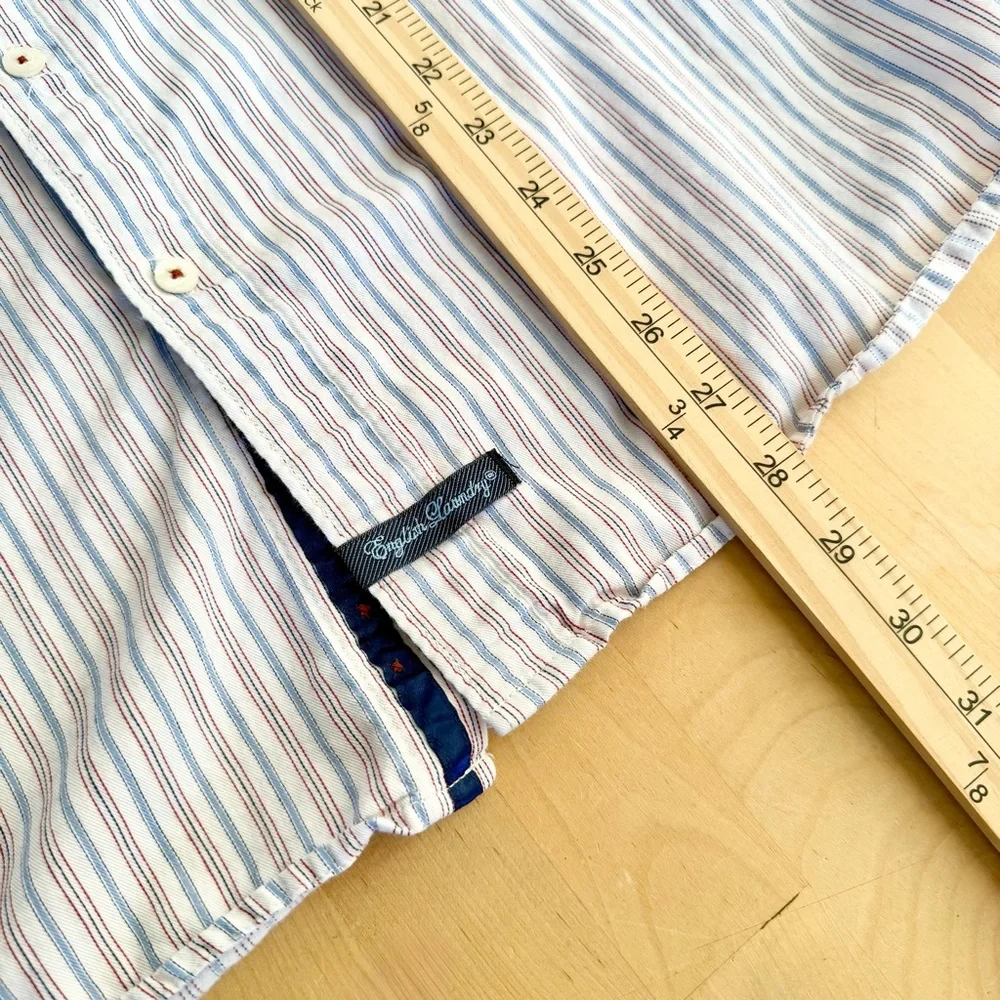 English Laundry 2X Women Shirt Pinstripe Patchwork Grandmacore Embroidered Boho